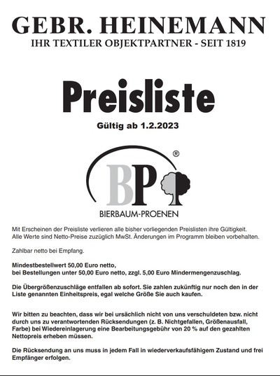 BP Preisliste 2023
