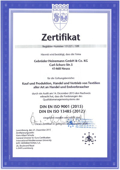 DIN EN ISO 9001 (2015) / DIN EN ISO 13485 (2016a)
